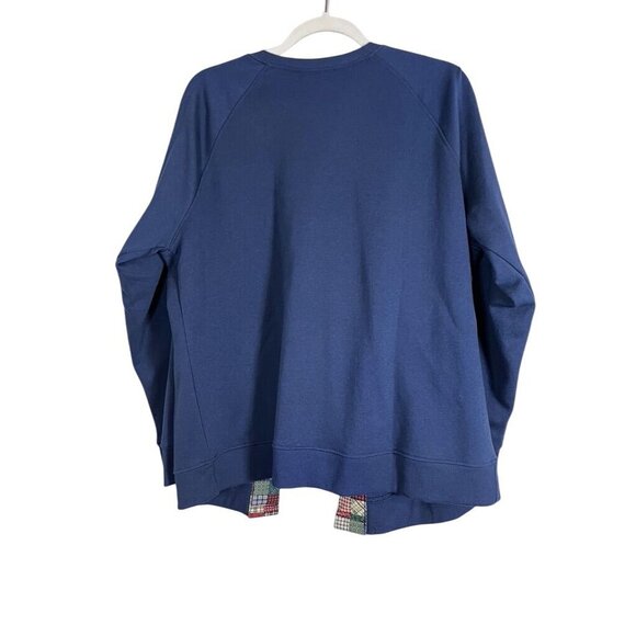 Patchwork Sweater 1X Blue Quilted Farmhouse Country Southern Prairie Rustic 80s - Picture 7 of 11